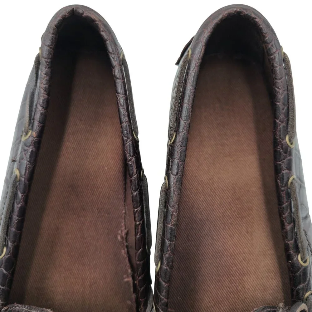 Cole Haan Men's 12D Brown Crocodile Embossed Leather Dress Shoes Driving Loafers - Picture 8 of 10
